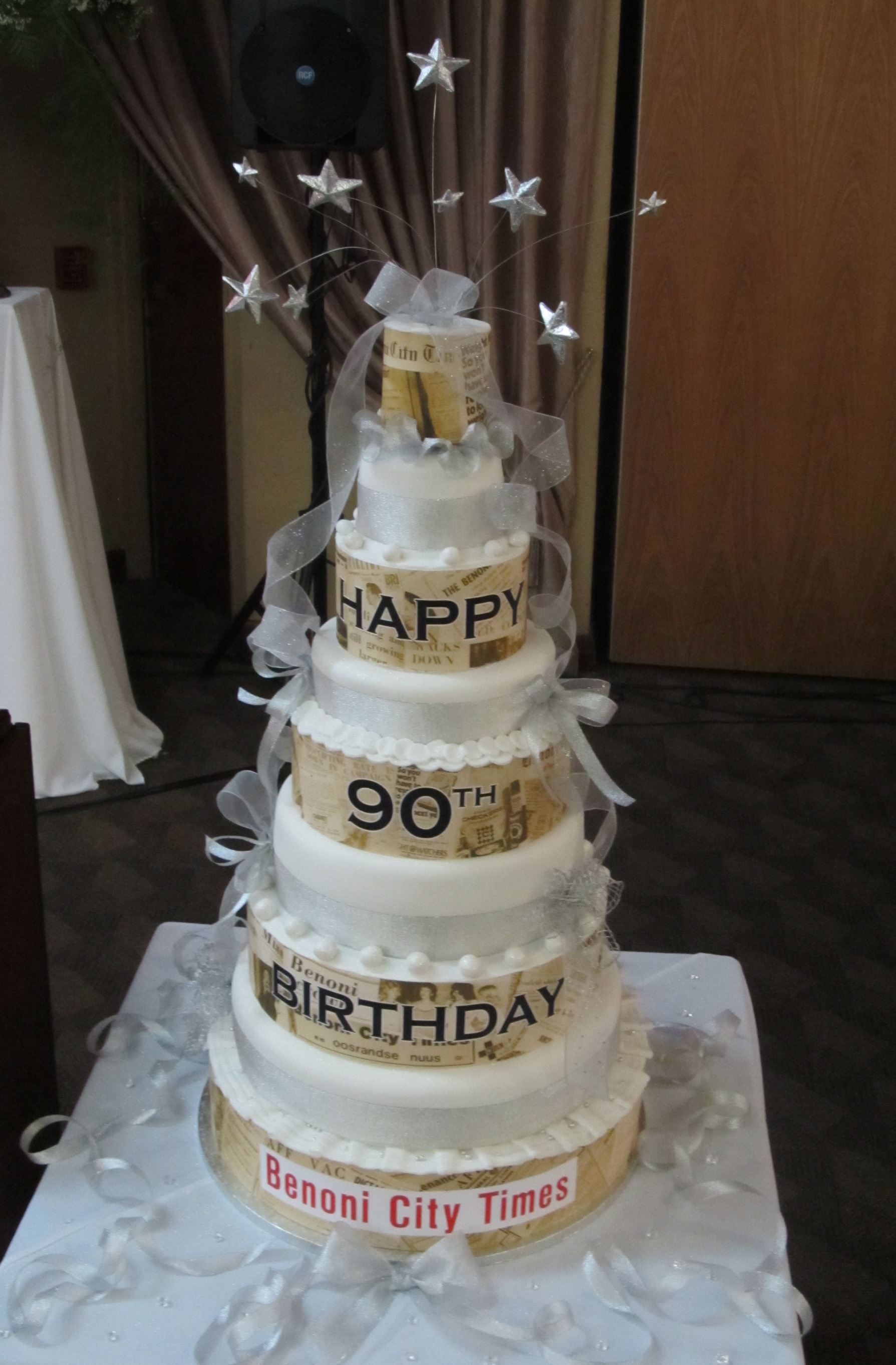 Benoni City Times- 90th Birthday Gala events- 9 tiered cake. Junior Chef Party for Nani’s 11th birthday.